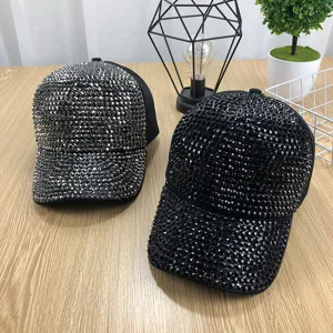 Stylish women rhinestone baseball cap sparkling crystal adjustable sun hat casual streetwear cap