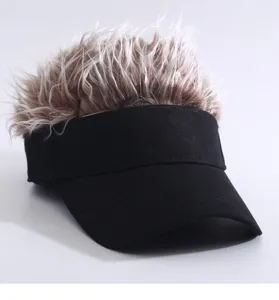 Funny novelty hair visor cap, stylish spiky wig baseball hat for outdoor sun protection.