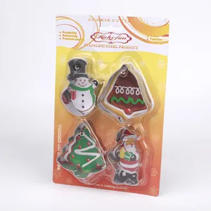Stainless Steel Christmas Cookie Cutter Set Snowman Bell Tree Santa Metal Baking Molds