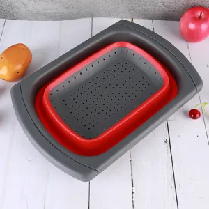 Quadratischer Faltbarer Kunststoff Seiher Obst Gemüse Waschkorb Faltbarer Küchensieb