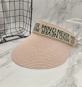 Sommer Stroh Sonnenblende für Damen leere Top Strandhut mit stilvollem Buchstaben Band.