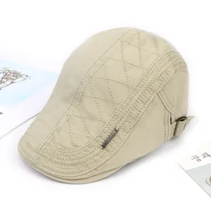 Casual men's flat cap khaki newsboy hat retro style spring autumn outdoor sun visor beret