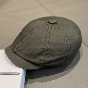 Solid color vintage newsboy cap casual octagonal painter hat for autumn and winter