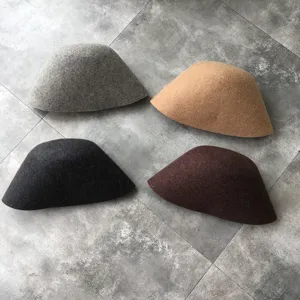 Wool felt bucket hat for women winter autumn minimalist solid color dome basin cap stylish warm