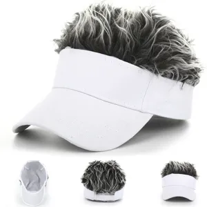 Funny spiky hair sun visor hat novelty wig baseball cap for outdoor sports casual wear detail