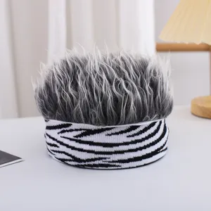 Chapeau perruque fantaisie pour enfants avec bande zébrée bonnet stylé danse hip hop cheveux