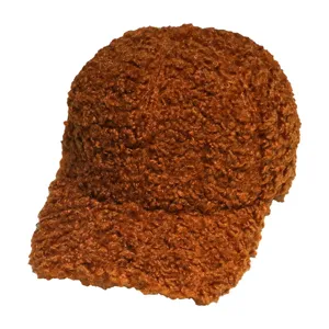 Braune Teddyfleece Baseballkappe, warme Winter Sherpa Mütze für Damen stylisch chic.
