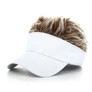 Funny novelty spiked hair visor cap white sun hat for men and women outdoor summer wear