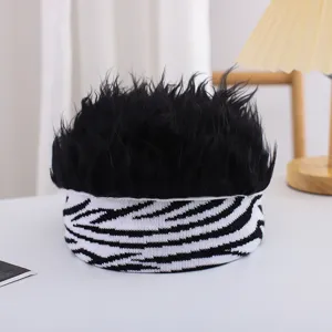 Chapeau perruque rigolo pour enfants avec bandeau motif zèbre, accessoire de mode street dance.