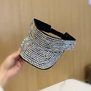 Cappello da sole vuoto in strass da donna estate moda brillante sportivi all'aperto
