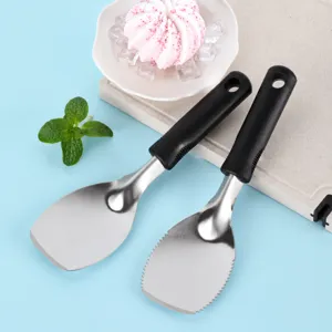 Stainless Steel Ice Cream Scoop Serrated Spatula Kitchen Cooking Tool For Home And Commercial Baking