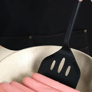 Spatule ajourée en silicone noir pour ustensiles de cuisine antiadhésifs et cuisson pro