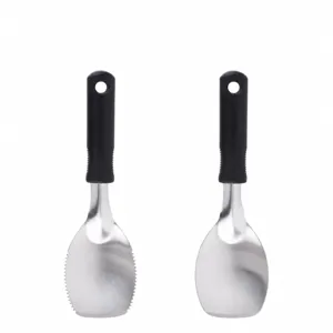 Stainless steel ice cream spoon and serrated spoon for kitchen cooking and serving use