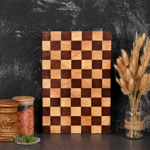Akazienholz Schneidebrett Schachbrett Mosaik Design Holzig Hackbrett Für Küche Lebensmittelzubereitung Und Serviertablett