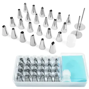 Edelstahl Spritztüllen Kuchen Dekorationsset Professionelle Spritzbeutel Adapter Aufbewahrungsbox Backwerkzeuge