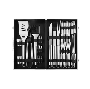 Stainless Steel BBQ Grilling Tool Set Portable Aluminum Storage Case Outdoor Barbecue Accessories Grill Utensils Kit