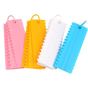 4Pcs Plastic Cake Scraper Smoother Comb Set Fondant Pastry Cutter Baking Decorating Tools