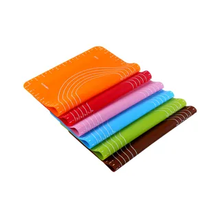 Colorful silicone pastry mat with measurement scales, non-slip baking kneading dough mat.