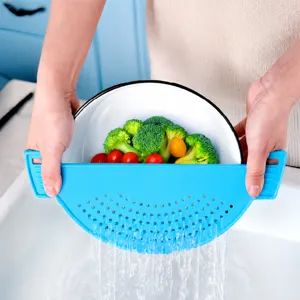 Kitchen Pot Edge Drainer Silicone Vegetable Colander Food Strainer Water Filter Kitchen Cooking Gadget