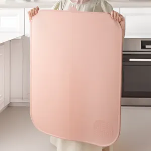 Grande tappeto in silicone rosa per impastare, stuoia antiscivolo da forno con foro.