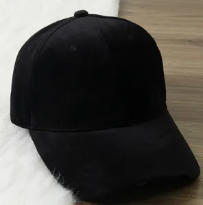 Casquette de baseball classique en velours noir pour homme et femme, chapeau chaud d'hiver.