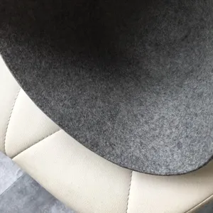 Detail shot of wool felt hat texture, winter women's warm bucket hat closeup.