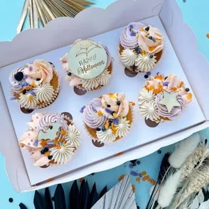Halloween cupcake decorating set with acrylic toppers pastel frosting party dessert supplies