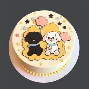 Simpatico Cagnolino Cartone Animato Decorazione per Torte Gomma Morbida Stelle Nuvole Ornamento della Torta di Compleanno per i Bambini Festa Forniture da Forno