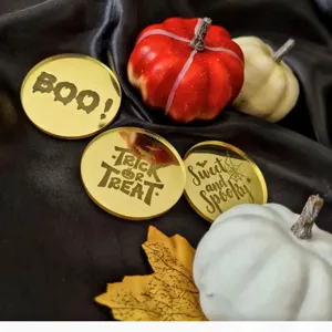 Halloween Acryl rund dekorative Scheibe Laser graviert Party Cupcake Topper Zubehör