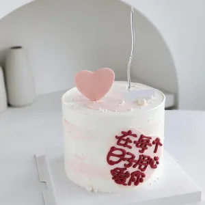 Valentine day cake decoration pink soft heart topper romantic baking ornament detail