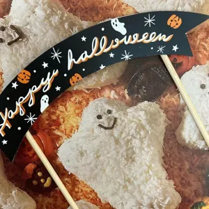 Halloween cake topper spooky ghost banner cupcake picks for spooky party decoration supplies.