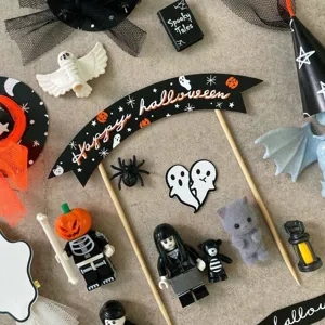 Halloween cake topper decoration set spooky ghost party cake inserts dessert props