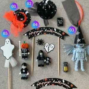 Halloween cake topper set spooky ghost witch hat party decorations for children birthday