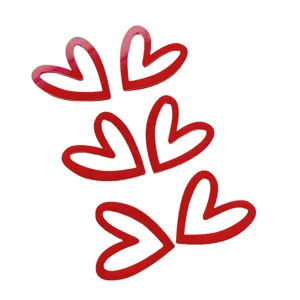 Red acrylic hollow heart cake topper for Valentine's day wedding party cupcake decorations.