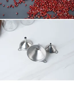 Lot de 3 entonnoirs en acier inoxydable, idéal pour la cuisine et le remplissage d'huile.