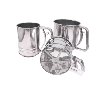 Tamiz de Harina Manual de Acero Inoxidable Colador de Malla Fina Giratorio Herramienta de Repostería Cocina