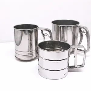Set di crivello per farina in acciaio inox manuale maglia fine rotante tre dimensioni