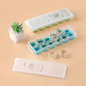 Stampo per cubetti di ghiaccio in silicone con coperchio 12 scomparti per congelatore