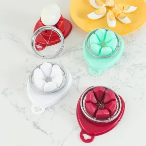 Multifunctional egg slicer kitchen tool with stainless steel wires for easy cutting.