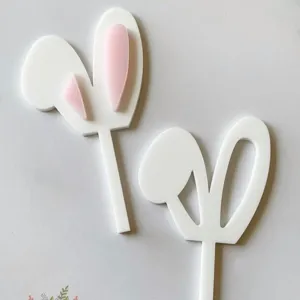 Akryl Osterhase Kuchen Topper Set süße Kaninchen Dekoration für Feiertag Party Dessert Backen