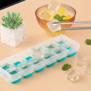 Vassoio per cubetti di ghiaccio in silicone con coperchio 12 scomparti flessibile
