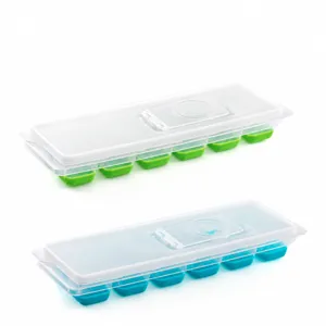Vassoio per cubetti di ghiaccio in silicone con coperchio 12 scomparti riutilizzabile