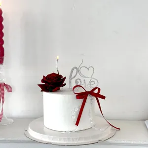 Ballet style love rhinestone cake topper for Valentine day party decoration details view.