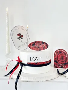 Valentine day cake topper set romantic rose candle ribbon party decoration supplies