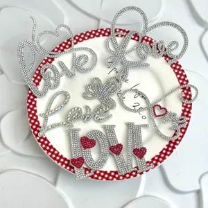 Rhinestone Love Cake Toppers Sparkly Diamond Letter Cake Decorations Valentine Party