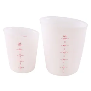 Food grade silicone measuring cup set translucent double scale baking liquid container 250ml 500ml