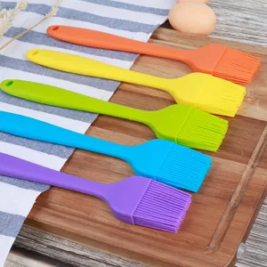 Colorful silicone basting brush set of 5 pieces for baking and BBQ cooking kitchen tools.