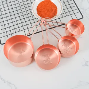 Tasses et Cuillères à Mesurer en Acier Inoxydable Or Rose Outils de Mesure de Pâtisserie Ustensiles de Cuisine Gadgets Métalliques
