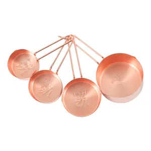 Ensemble de 4 tasses à mesurer en acier inoxydable or rose pour pâtisserie cuisine.