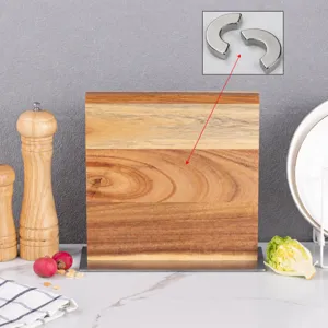Porte-Couteau Magnétique Double Face en Bois d'Acacia Moderne Minimaliste Bloc à Couteaux de Cuisine Support de Rangement